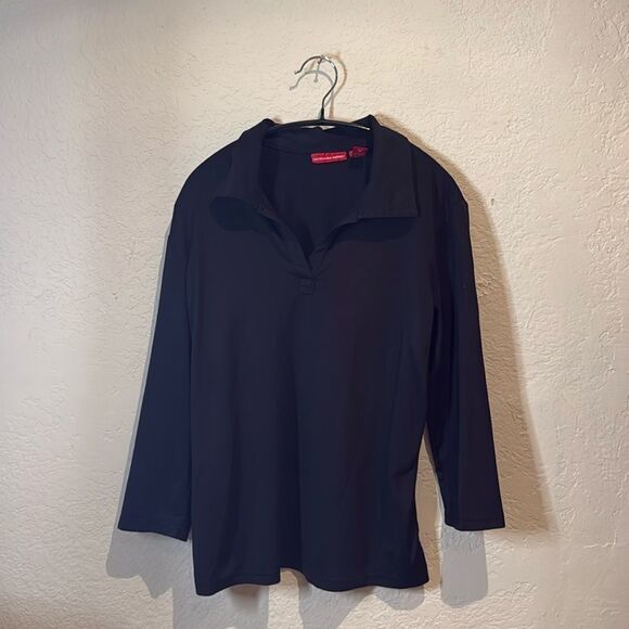 Black quarter sleeve collared top - Picture 2 of 3